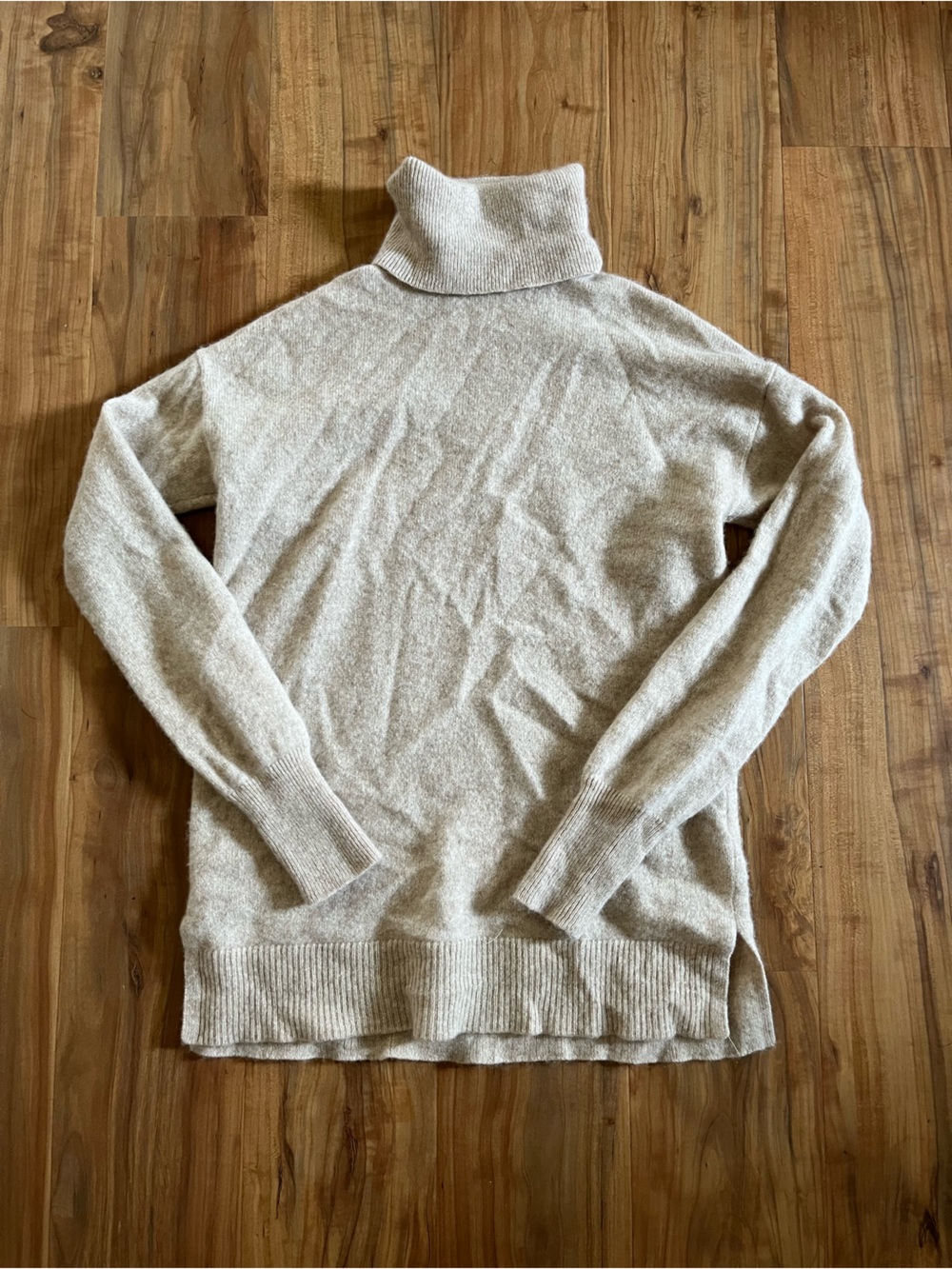 Nordstrom 100% Cashmere Cream/Light Tan Turtleneck Sweater Quiet Luxury XXS